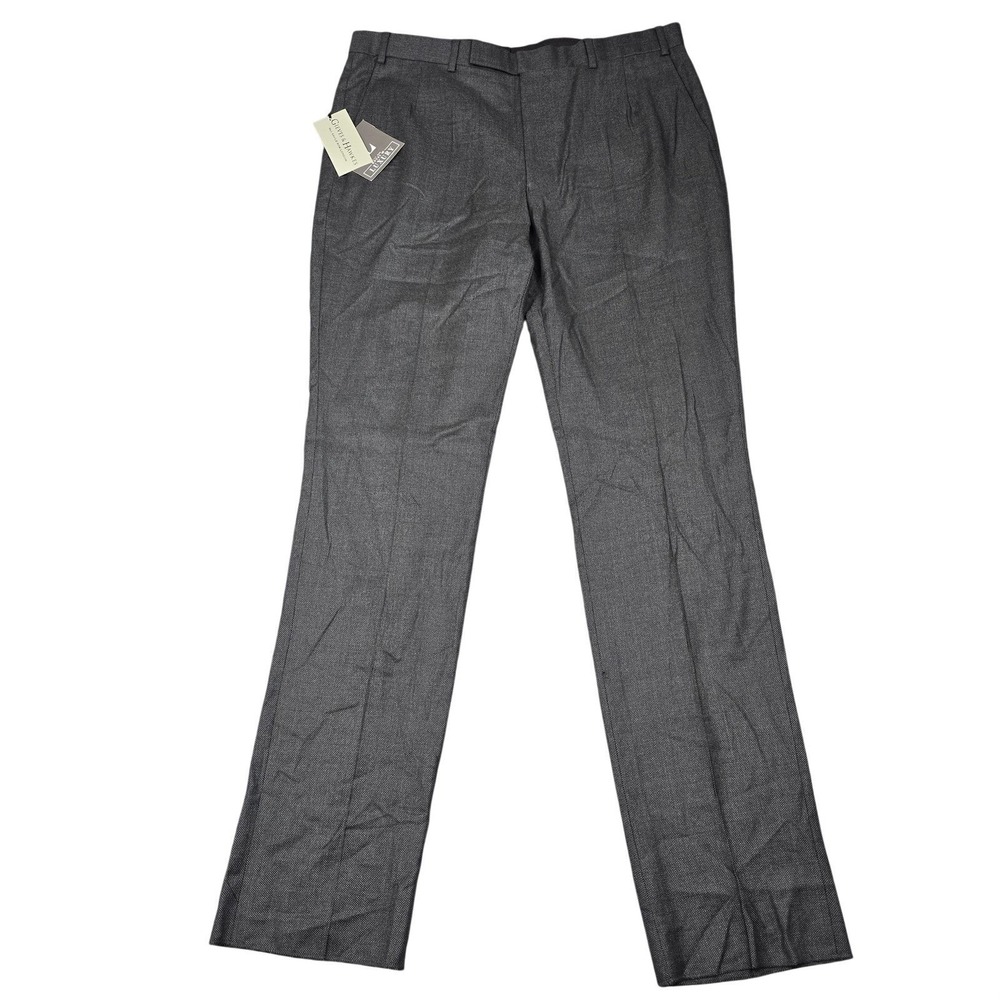 Gieves & Hawkes Pants Mens 38x34 Gray Birdseye Wool Dress Trousers Lined Office